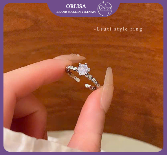 Nhẫn hột đá bạc 925 thương hiệu Orlisa0